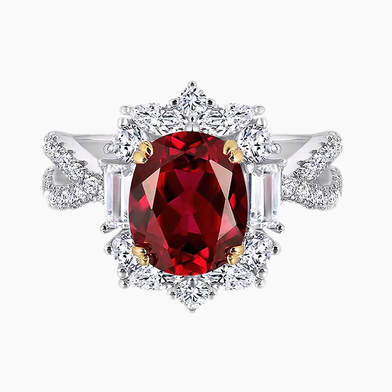 Modern Element Elegant Look Vintage Oval Ruby Sterling Silver Ring