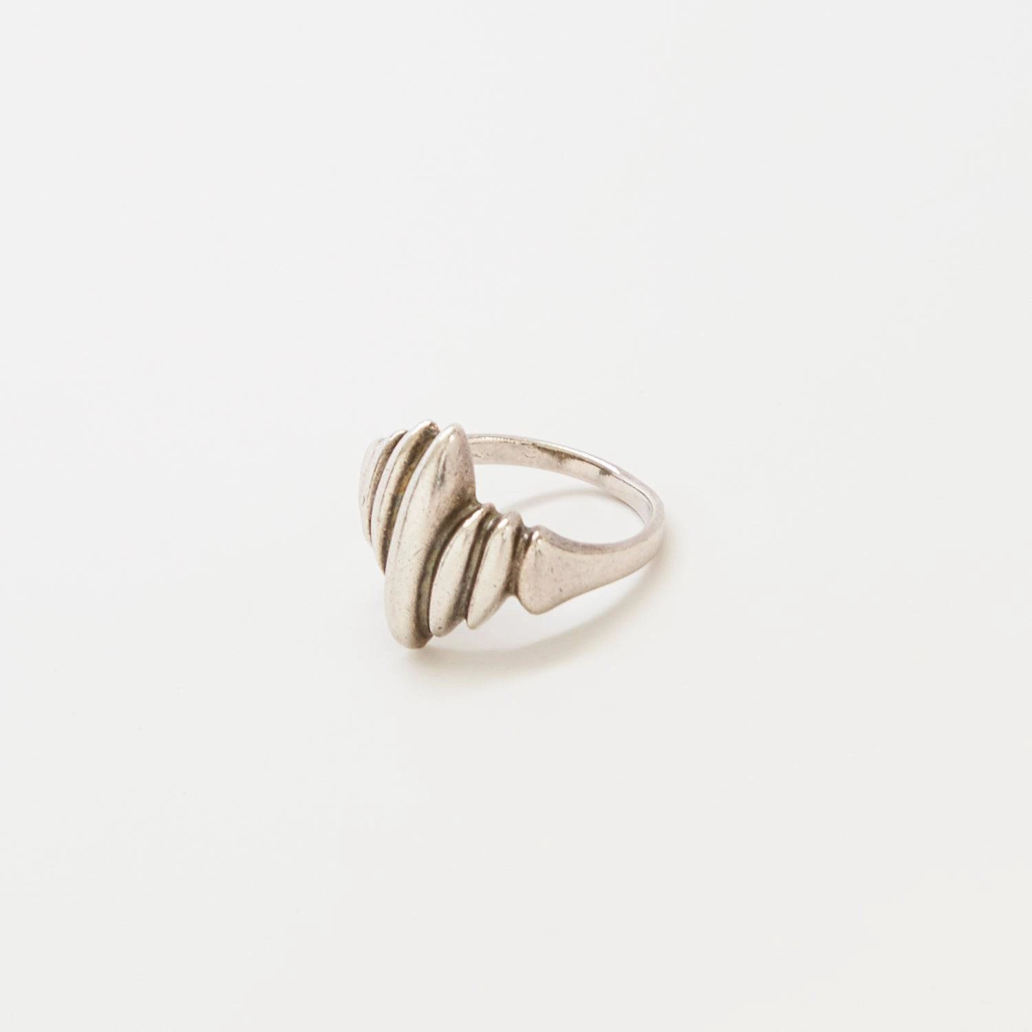 Shiny Finish Vintage Abstract Silver Statement Ring
