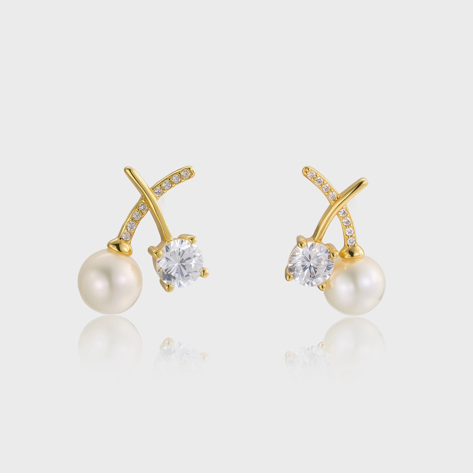 Gold Cherry Pearl Earrings Refined Craft Contemporary Layer
