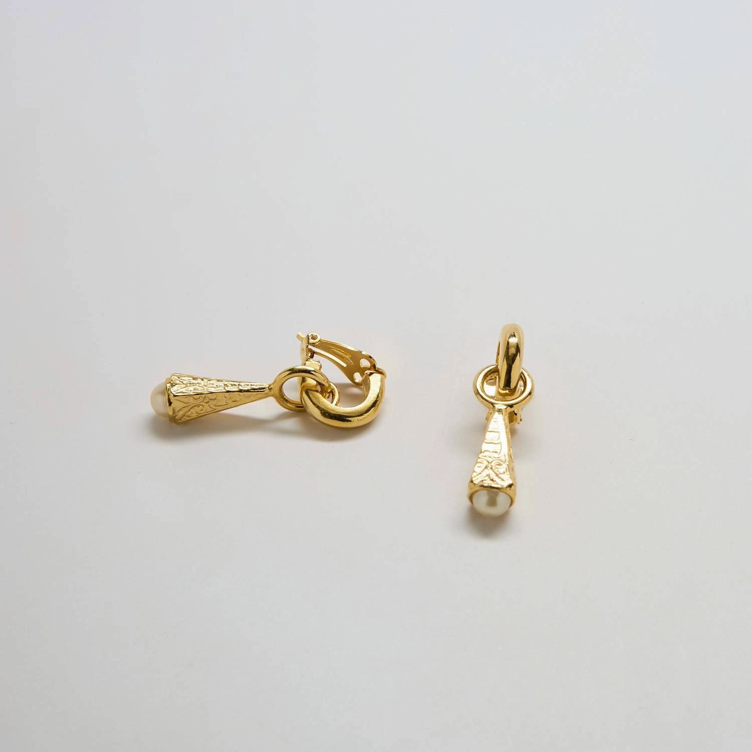 Lustrous Form Vintage Baroque Pearl Hoop Drop Earrings