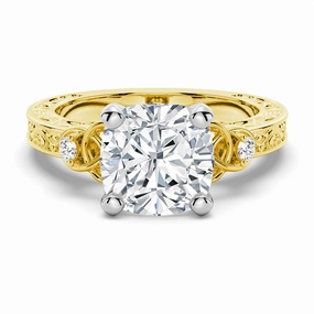 Handcrafted Feature Vintage Celtic Knots Design Cushion Cut Moissanite Engagement Ring