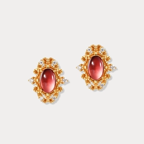 Vintage Garnet Earrings Precious Finish