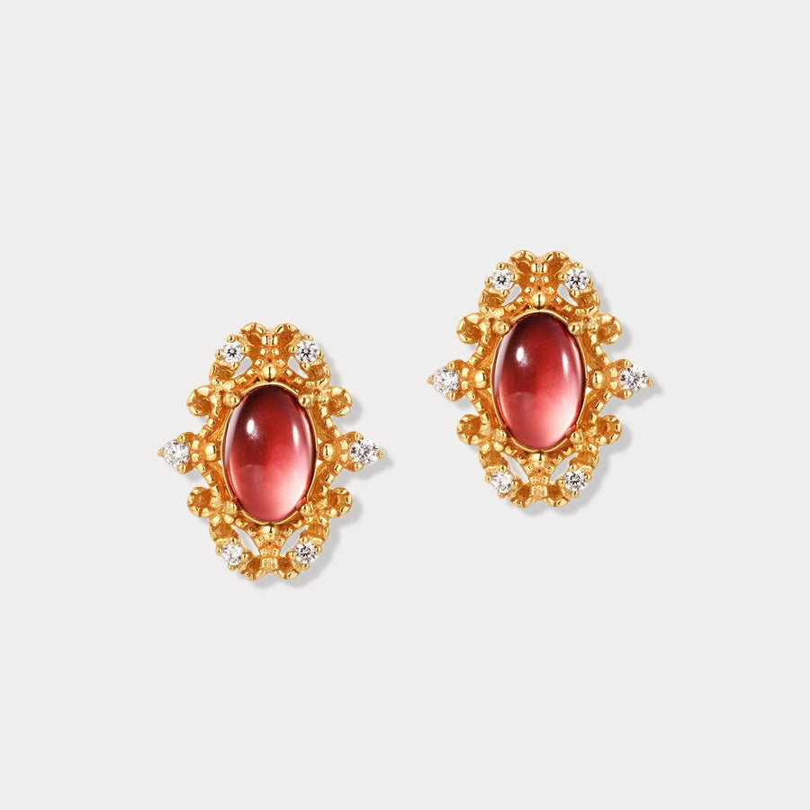 Vintage Garnet Earrings Precious Finish