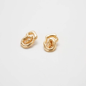 Vintage Gold Abstract Spiral Earrings Styled Accent