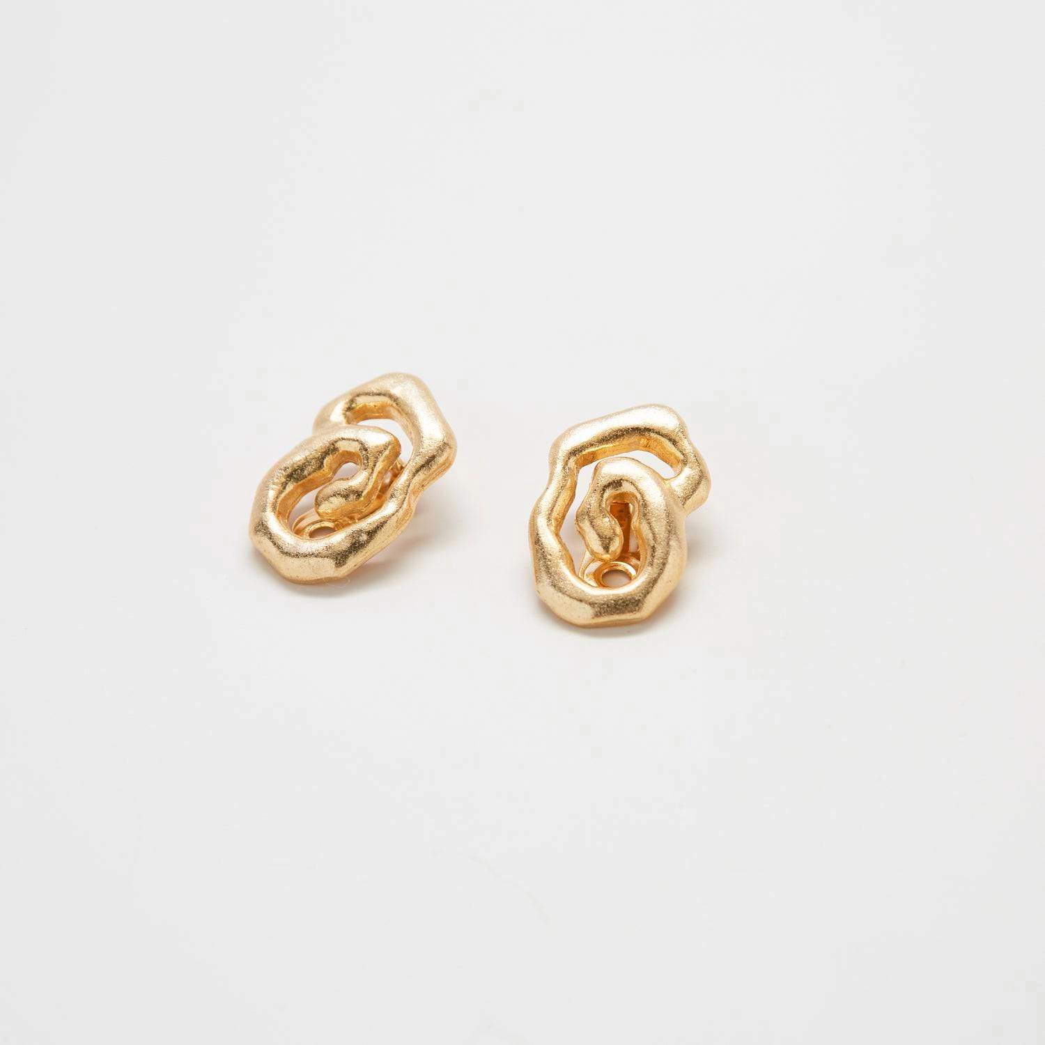 Vintage Gold Abstract Spiral Earrings Styled Accent