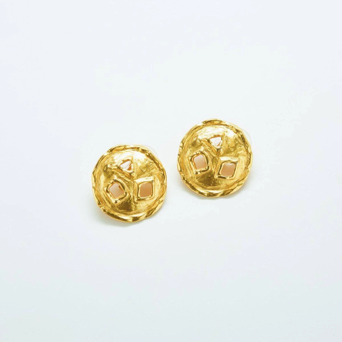 Vintage Gold Geometric Cutout Earrings Timeless Fashion Sparkle Mood