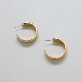 Vintage Gold Medium Hoop Earrings Glowing Accent