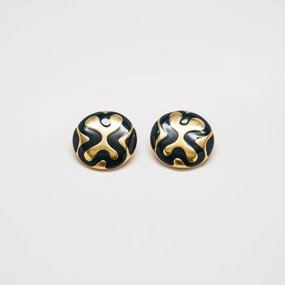 Refined Taste Vintage Monet Abstract Black and Gold Earrings