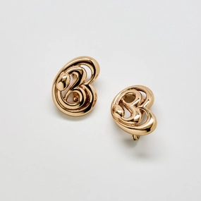 Breezy Style Signature Form Vintage Monet Abstract Gold Clip-On Earrings