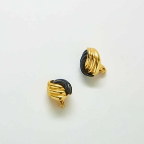 Premium Radiance Vintage Monet Black and Gold Swirl Earrings