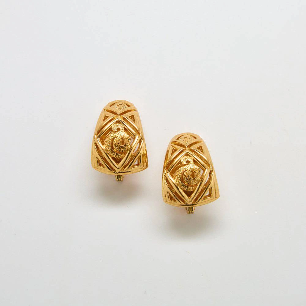 Vintage Monet Deco Cutout Earrings Flat Detail