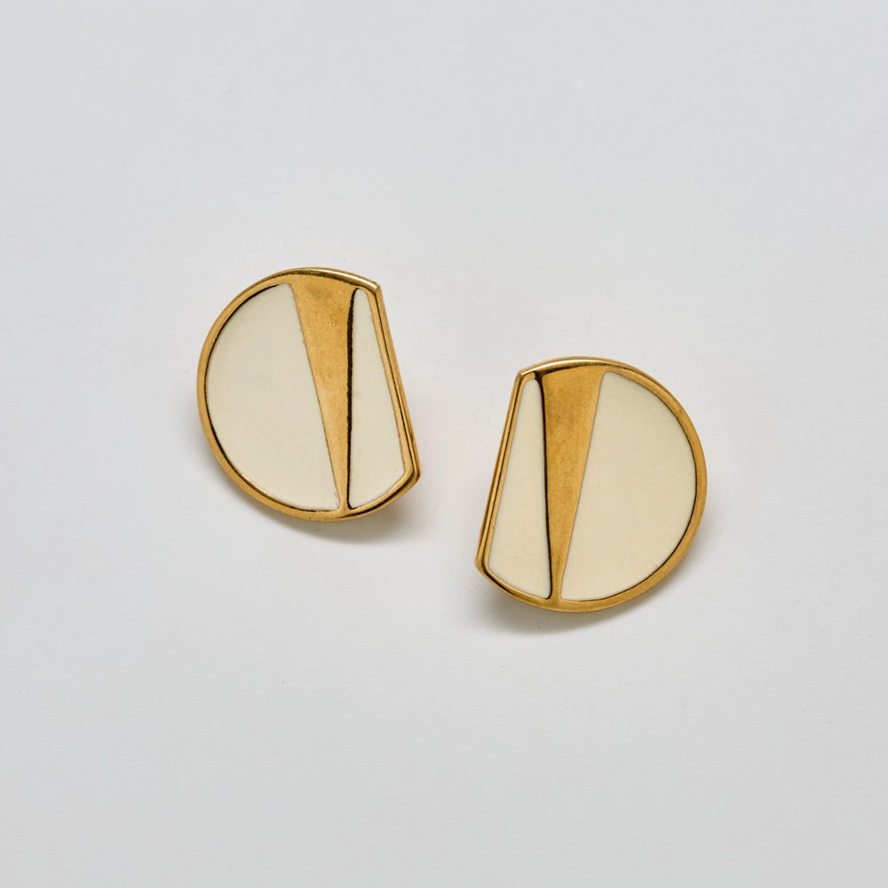 Vintage Monet Geometric Half-Circle Earrings Distinctive Jewelry Pieces