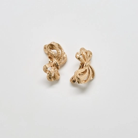 Modern Flow Vintage Monet Gold Bow Clip-On Earrings