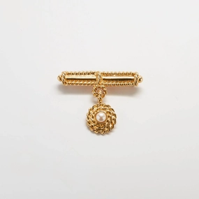 Vintage Pearl and Gold Brooch Statement Highlight