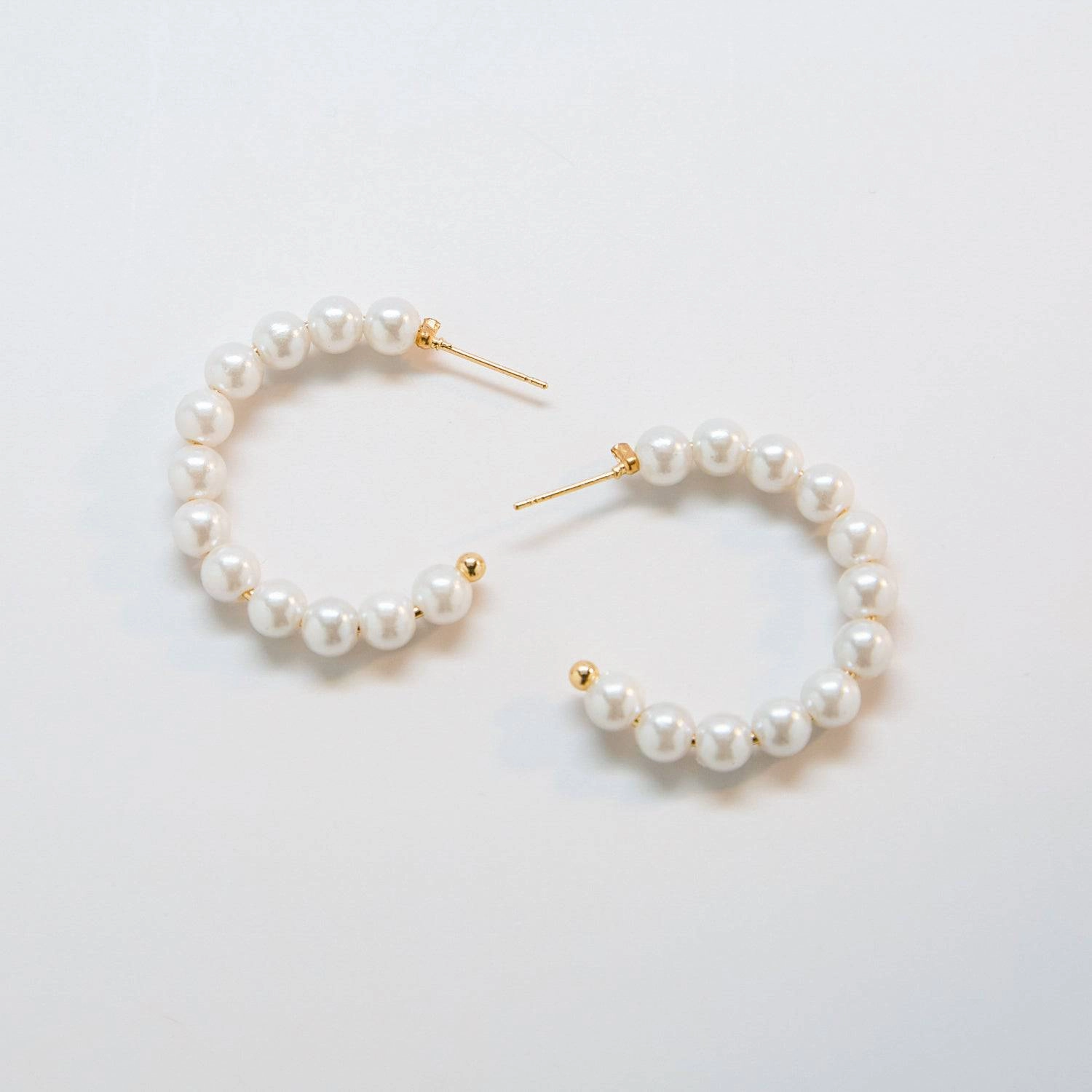 Vintage Pearl Half-Hoop Earrings Camera Glow
