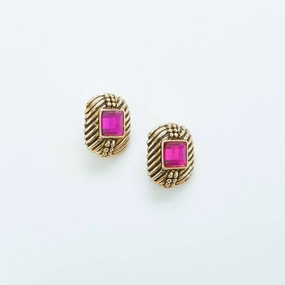 Vintage Purple Rhinestone Deco Earrings Soft Highlight