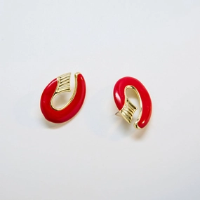 Vintage Red And Gold Swoop Earrings True Touch Contemporary Highlight