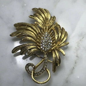Vintage Rhinestone Leaf Shape Brooch. Possible Necklace or Bracelet? Luxe style Lightweight Accent