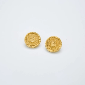 Romantic Date Graceful Edge Vintage St. John Gold Coin Earrings