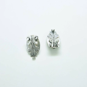 Shimmer Light Soft Shadow Vintage Whiting & Davis Silver Leaf Embellishment Earrings