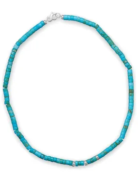 Teens Mens Reconstituted Turquoise Necklace Heshi Bead Sterling Silver 21-inch Length Pure Highlight Refined Piece