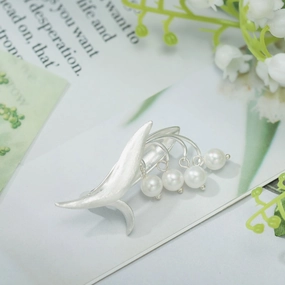 Silver Lily Of The Valley Pearl Brooch Trendy Design Trend Focus