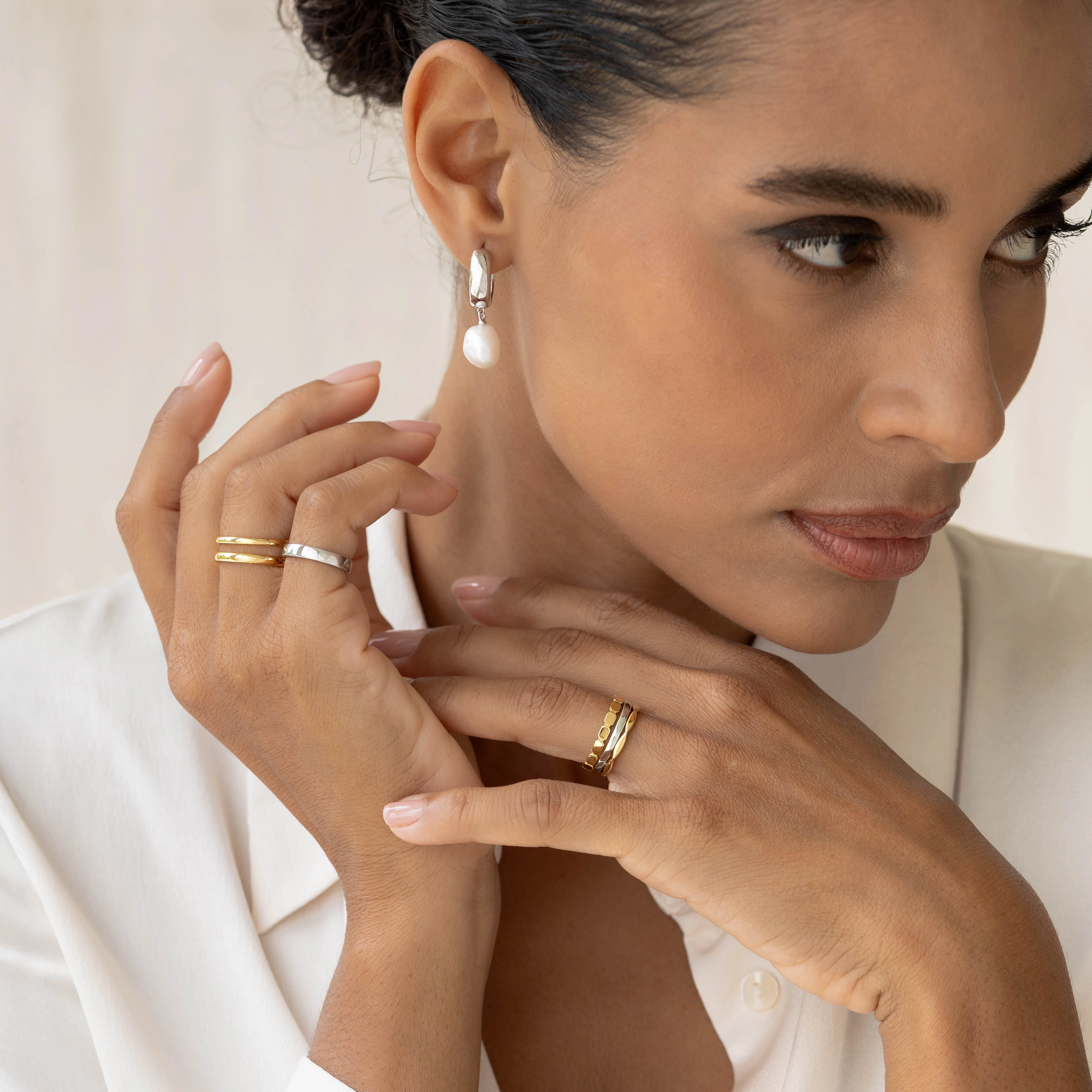 Distinct Feature Gold Double Band Ring - Kaija