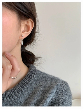 Polished Charm Handcrafted Beauty Waterdrop Ear Jacket Dangle Earrings Silver