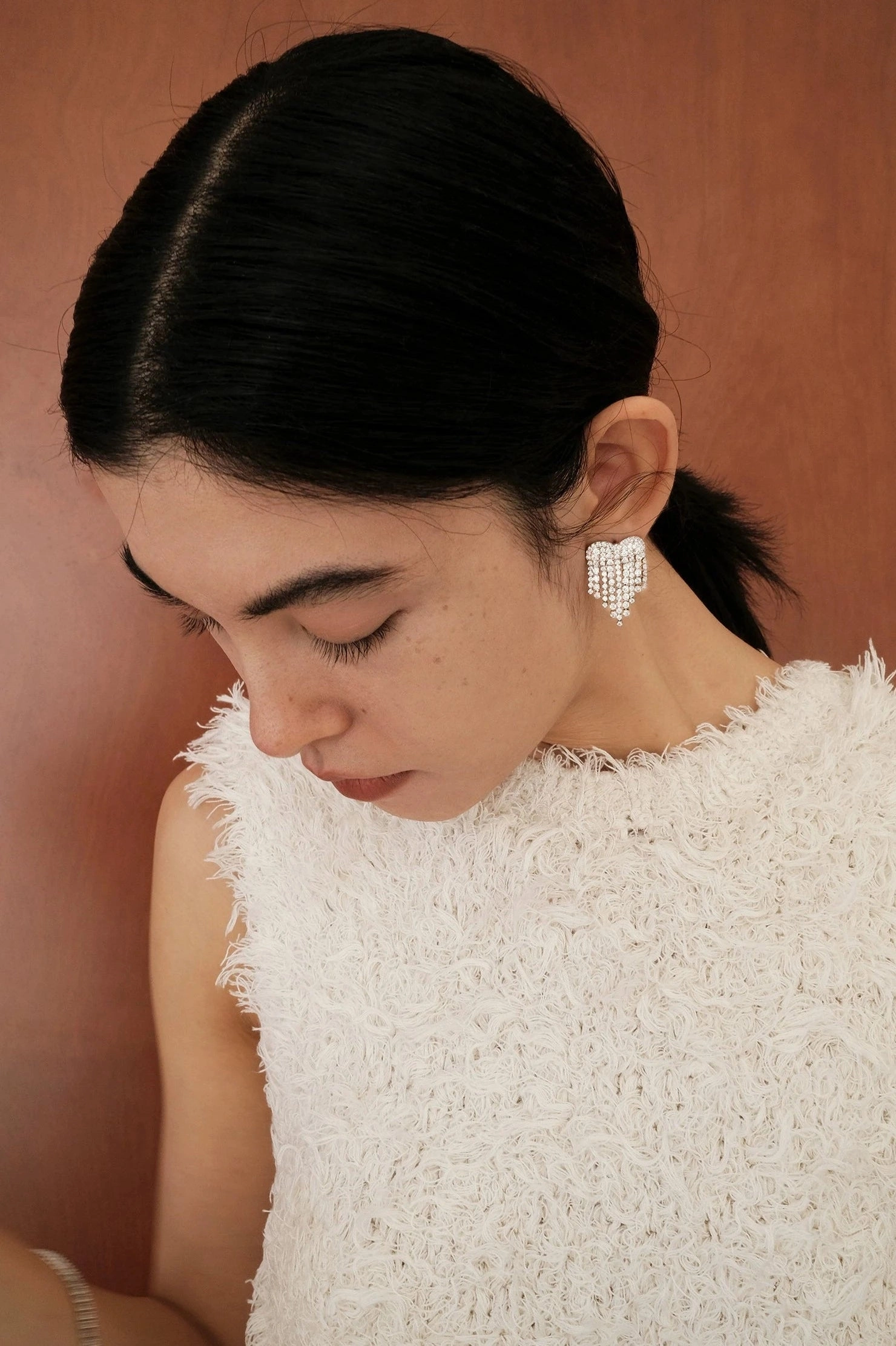 Waterfall Tassel CZ Dangle Earrings Silver Brilliant Edge