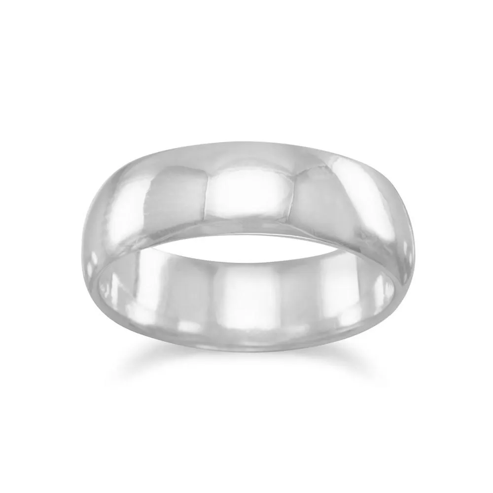 Wedding Band Ring Polished Solid Sterling Silver 6mm Mens Womens Trendy Pieces Elite Shape