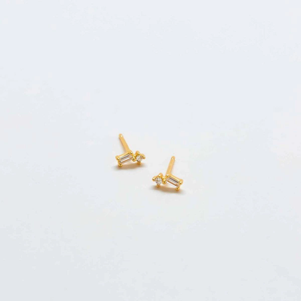 White Geo Baguette Gold Studs All Day Spark Modern Mood