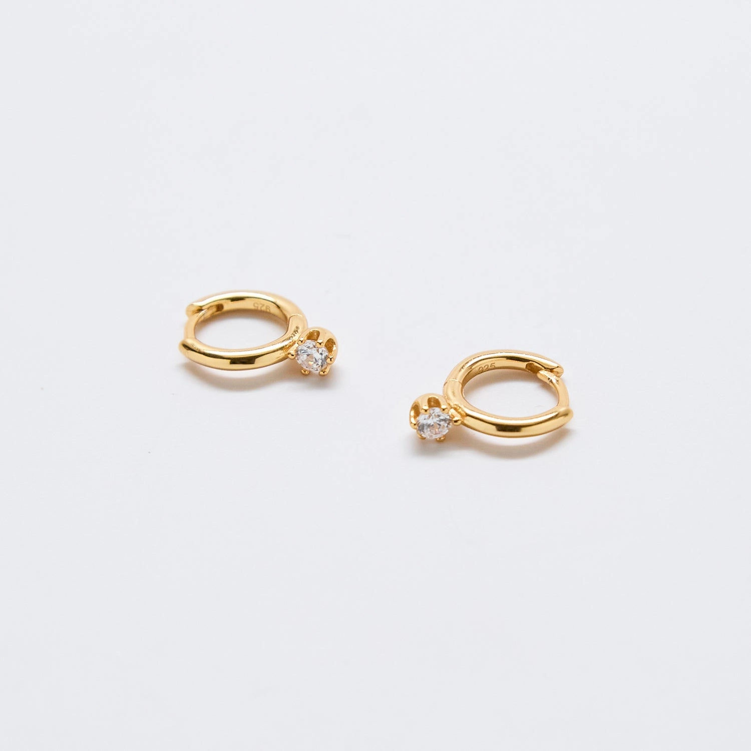 Versatile Accent White Pave Round Huggie Earrings