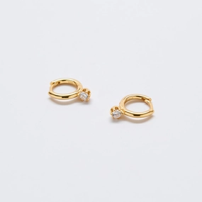 White Pave Round Huggie Earrings Unique Sparkle