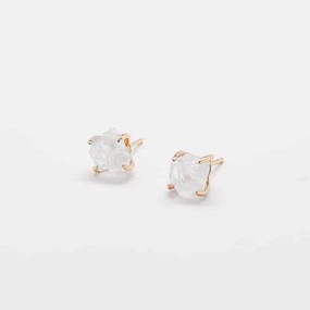 Chic Glam White Quartz Gold Claw Studs