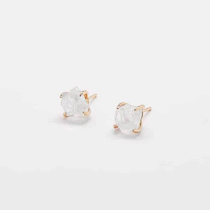 Chic Glam White Quartz Gold Claw Studs
