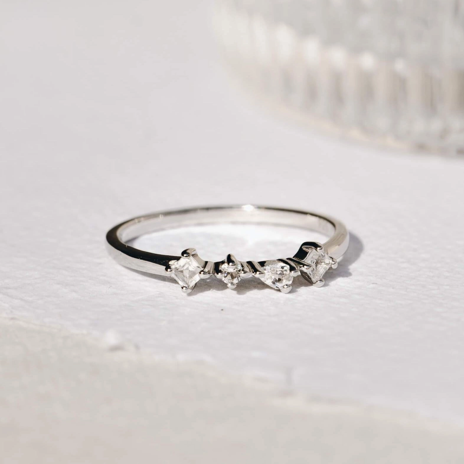 White Topaz Silver Ring - Ilse Crystal Clear