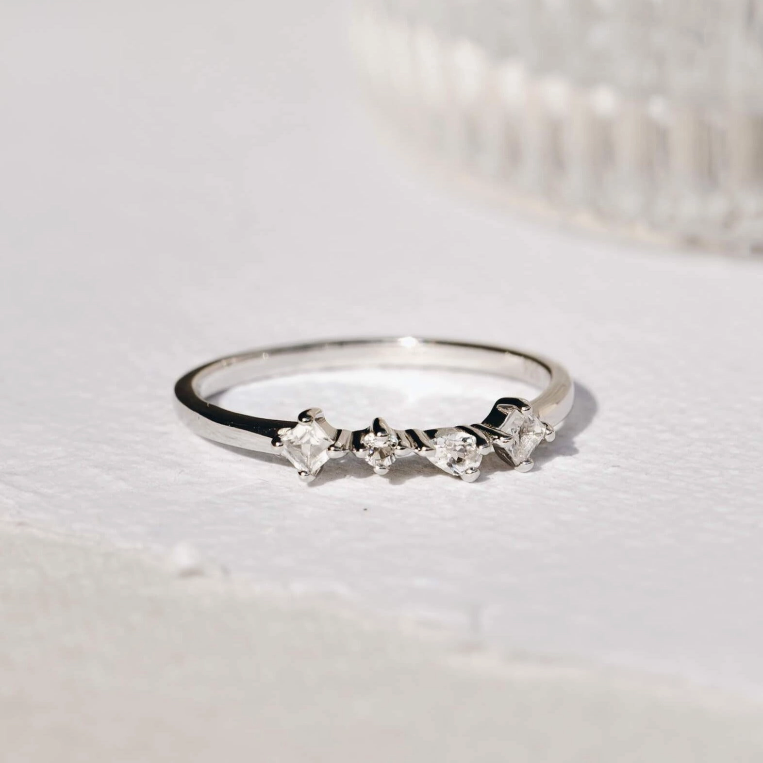 White Topaz Silver Ring - Ilse Effortless Chic Flawless Cut