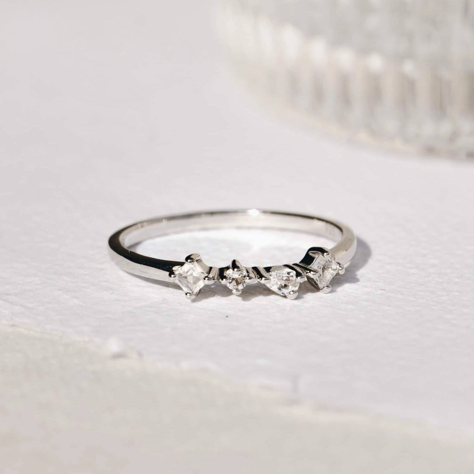 Silken Touch White Topaz Silver Ring - Ilse