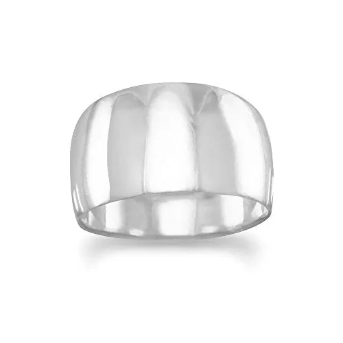 Neat Detail Special Style Wide Tapered Polished Sterling Silver Cigar Band Ring Mens Womens