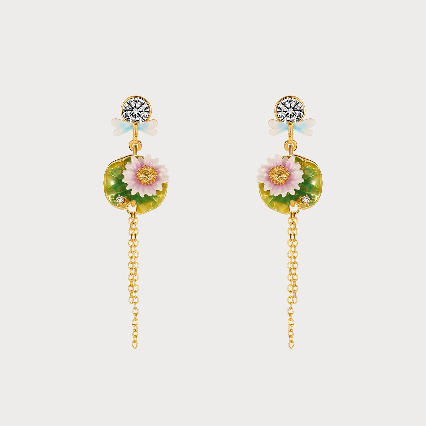 Abstract Ornament Lotus Dragonfly Tassel Earrings