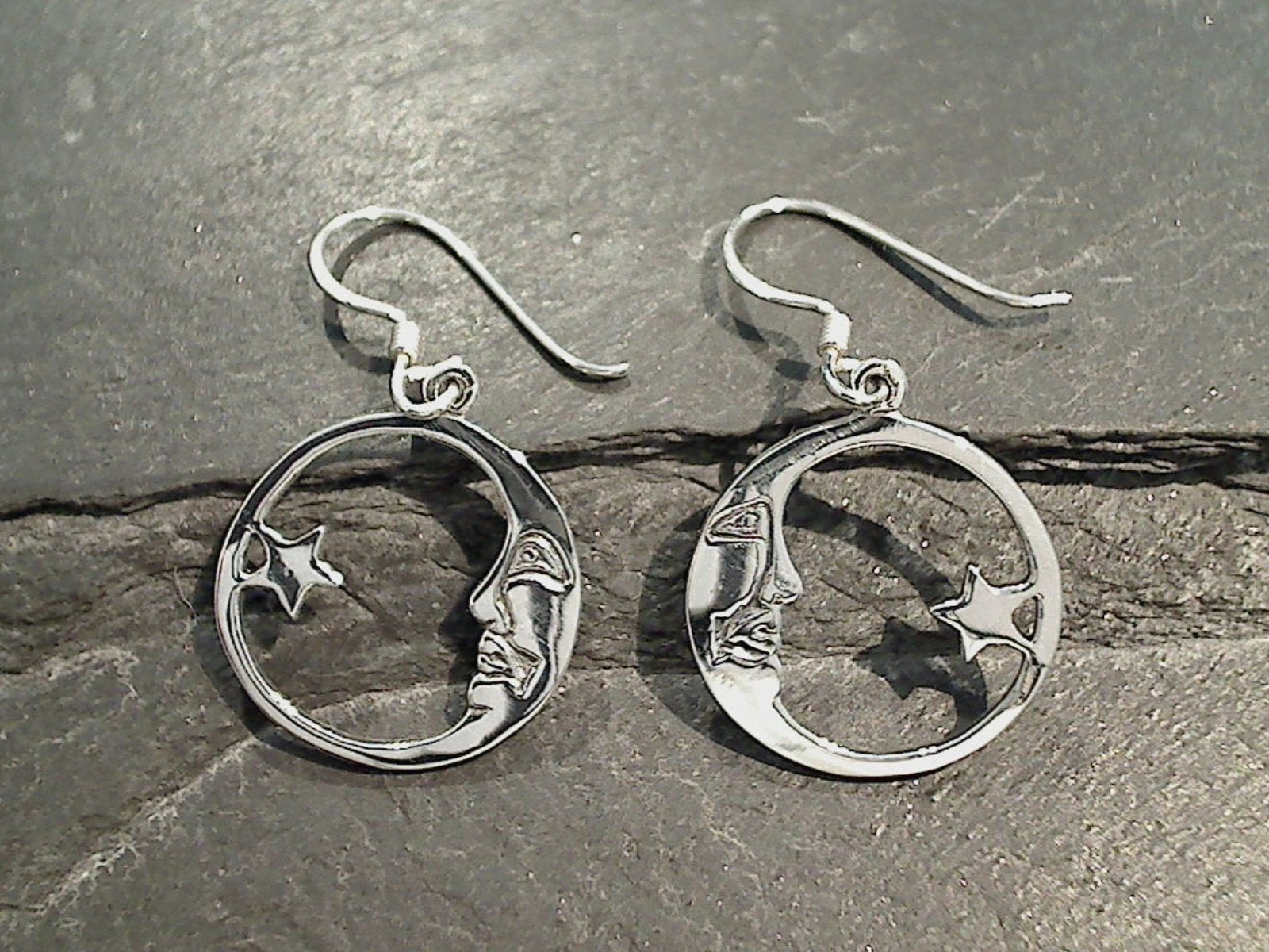 Sterling Silver Moon And Star Earrings Durable Finish