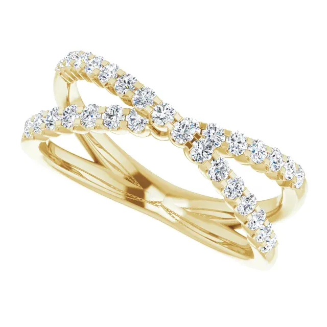 14K Yellow 1/2 CTW Diamond Criss Cross Diamond Ring Personal Article