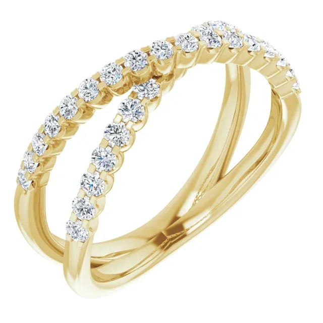 14K Yellow 1/2 CTW Diamond Criss Cross Diamond Ring Quality Jewelry Unique Decoration
