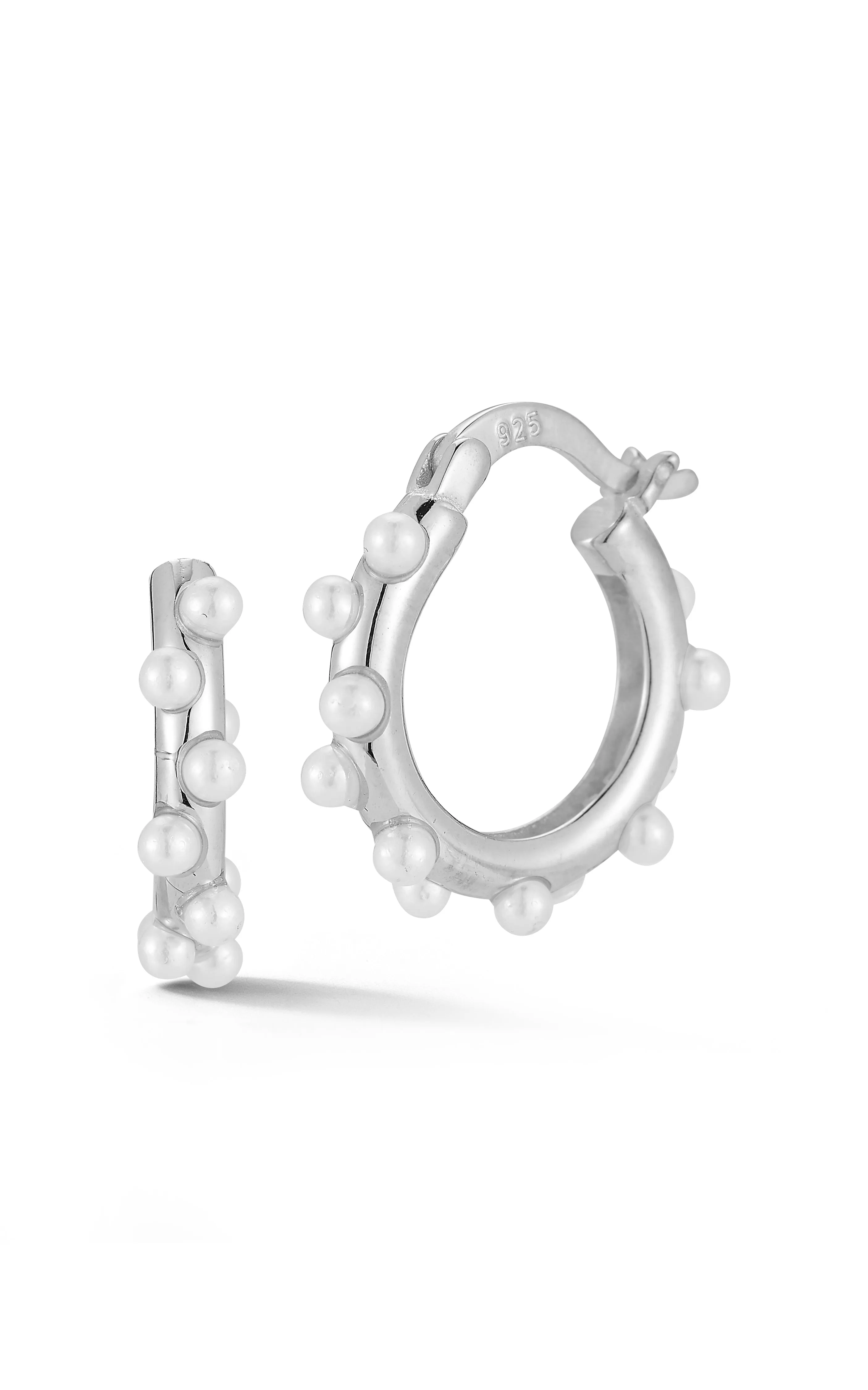 Zig Zag Freshwater Pearl Hoop Earrings Artistic Detail